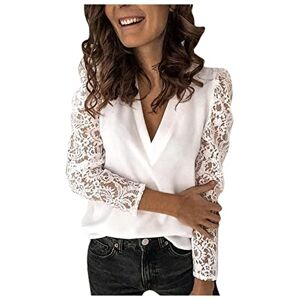 HAOLEI Chemises Femmes Dentelle Chic Sexy Col V Manches Longues Impression Ample Casual Hauts Tops Couleur Unie Chemise Tunique Automne Pullover T-Shirts pour Soiree Mariage ExtéRieur - Publicité