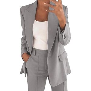 Générique jogging femme coton Ensemble blazer 2 pièces pour femme Blazer ouvert sur le devant Manches longues et pantalon long Ensemble de costumes pour femme Tenue 2 pièces pour femme A08 - Publicité