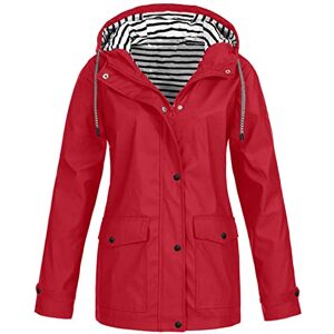 AZISEN Veste de Pluie Longue pour Femme, Coupe-Vent Femme Manteau Women Polyester Blouson été Basic à Capuche Comfy Poitrine Un Vestes Femmes Tunique Manches longues Chaude De Fetes rouge L - Publicité