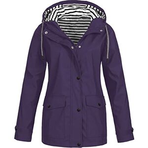 TAELU Veste de Pluie pour Femme Legere avec Capuche Veste Imperméable Chic Grande Taille Blouson Ski Oversize Manteaux Hiver Sportwear Vestes De RandonnéE Anti-Pluie Femme Mauve L - Publicité