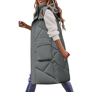 RYTEJFES Gilet matelassé pour femme Long sans manches Long Léger Avec capuche Sans manches Noir kaki Vert Beige Hiver XXXL Bleu Veste d'automne Veste matelassée Veste d'hiver - - Publicité