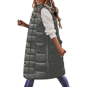 RYTEJFES Gilet matelassé pour femme Manches courtes Long Léger Avec capuche Sans manches Noir kaki Vert Beige Hiver XXXL Bleu Veste matelassée Gilet en duvet Veste d'hiver longue - - Publicité