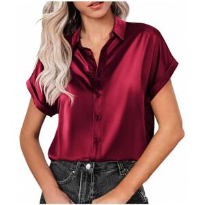 ZEZKT 2024 Tunique à manches longues en soie pour femme Chemisier en satin brillant à manches courtes Haut d'été ample Chemise à manches longues Boutons Veste sexy Élégant Chemisiers en soie - Publicité