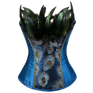 Hengzhifeng Corset Plume Femme Grande Taille Bustier Gothique (EU 32-34,Bleu) - Publicité