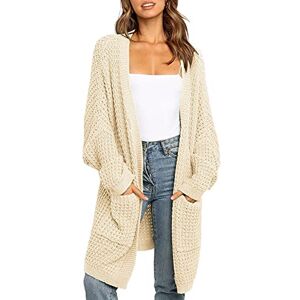 Uusollecy Gilet Long Femme Front Ouvert, Casual Loose Manches Longues Cardigan en Tricot avec Poche Abricot L - Publicité