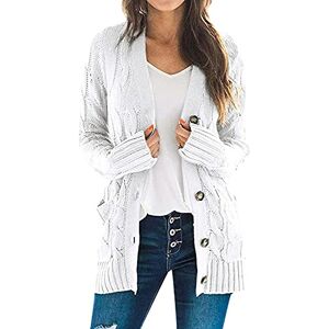 uxxnjfg Gilets Long Cardigan Femme Chic Manches Longues Manteau Hiver Chaud Couleur Unie Bouton Fluide Sweater Gilets Long Automne Pas Cher Mode Casual Halloween Vêtements Femme Cadeau Noel Blanc XXXL - Publicité