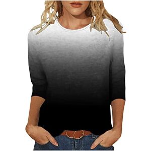 YESOK 223 Tee Shirt Femme Ete Manches 3/4 Chic et Élégant Coton Blouse Chemisier Tops T Shirt Mode Sport Imprimé Fleuri Col Rond Décontracté Grandes Tailles Casual Leger Respirant Automne Hiver Top - Publicité