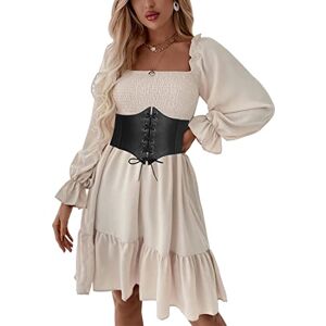 AISOO Corset élastique large pour femme et fille Ceinture pour Femme à Lacets Attachée Vintage en Cuir PU Corset Cadeaux pour Ceinture Corset Noir Taille unique - Publicité