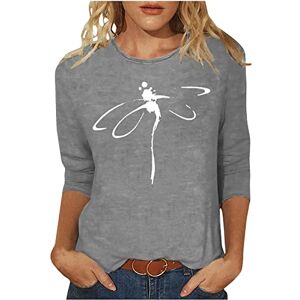 YESOK 223 Tee Shirt Femme Ete Manches 3/4 Chic et Élégant Coton Blouse Chemisier Tops T Shirt Mode Sport Imprimé Fleuri Col Rond Décontracté Grandes Tailles Casual Leger Respirant Automne Hiver Top - Publicité