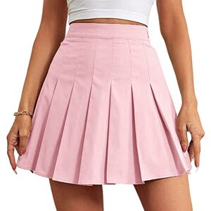 Minetom Jupe Plissée Femme Fille Taille Haute Plissé Mini-Jupe Patineuse A-Line Jupe Courte Doublée avec Short Jupe Tennis Uniformes Ecolières A Rose M - Publicité