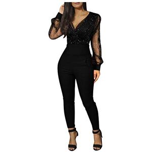 DAaomi Combinaison Femme Chic Mariage Grande Taille Combinaison Bustier à Plumes sans Manches Sexy Bodysuit Combishort Longue Soiree Rompers Jumpsuit Playsuit Ceinturée à Taille Haute Playsuit - Publicité