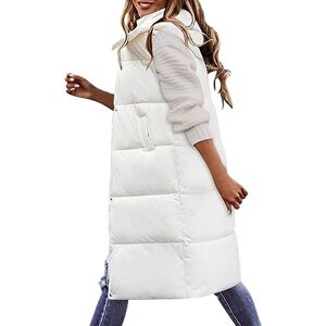 RYTEJFES Gilet matelassé pour femme beige long léger avec capuche sans manches noir kaki vert hiver XL bleu veste d'hiver long gilet de sport veste de transition veste d'automne veste matelassée doudoune gilet - Publicité