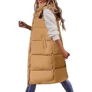 RYTEJFES Gilet matelassé pour femme Long et léger Avec capuche Sans manches Noir kaki Vert Beige Hiver XXXL Bleu Veste matelassée Veste matelassée Veste d'hiver Veste de transition - - Publicité