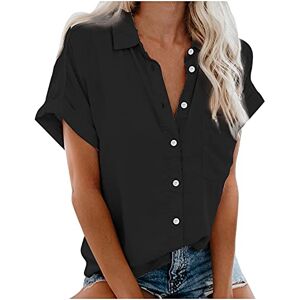 BUDAOWENG Chemise à Col Revers à Manches Courtes Et Décontractée pour Femme Tee Shirt De Sport Court Couleur Confortabletunique Chemisier Hauts Casual Blouse Chic Et élégant Grande Taille - Publicité