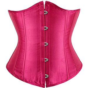 Grebrafan Pure Satin Steel Busk Underbust Serre-Taille Soiree Corset Top (EUR(32-34) S,Rose Rouge) - Publicité