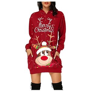 Generic Robe De Noël Femme- Pull De Noël Famille- Moche Sweat À Capuche Hiver Chaude Poche À Manches Longues Pull Noel Wapiti Pullover Noël Chic Moche Sweat Imprimé Noël Élégant Robe De Noel - Publicité