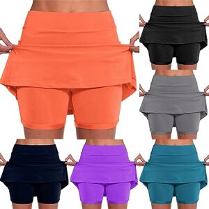 AMDOLE Jupe Short Femme avec Poches Sport Décontracté Jupe Couleur Unie Jupe Taille Moyenne Pantalons- La Randonnée, La Course, Le Cyclism Solide Taille Pas Cher ﻿ (01A-Orange, XL) Prime Deals - Publicité