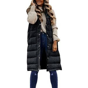 RYTEJFES Gilet long femme beige femme sans manches avec capuche manches longues noir beige gris fourrure veste matelassée veste tampon gilet matelassé gilet doudoune veste d'hiver long gilet - Publicité