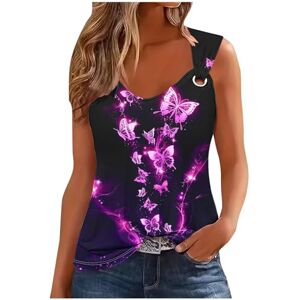 WoUnd DéBardeurs Femme Long -Tunique Tops Lâche Grande Taille- Camisole Femme Sexy- Femme Casual Élégant Chemise sans Manche Col V Lâche Plier Blouse Tops T-Shirt - Publicité