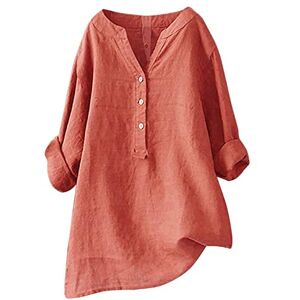 Générique Blouse en Lin Femme Chic et Élégant Col en V Bouton Chemise Manches Longues Casual Léger Oversize Tops Couleur Unie Tunique Grande Taille - Publicité