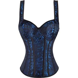 Grebrafan Corset Femme avec Bretelles Bustier Push Up Grande Taille (EUR(42-44) 3XL, Bleu Royal) - Publicité