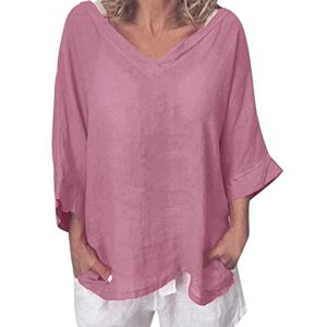 HAOLEI Femmes Blouses Coton Lin Col en V Chemise Chic Simple Haut Manche Longue Tunique D'éTé Imprimé T-Shirt Tops Grande Taille Ample Chemise Hauts - Publicité