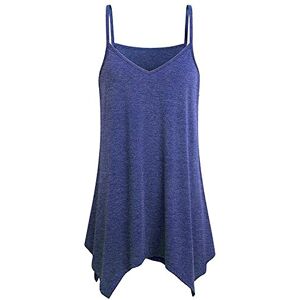 IMJONO Débardeur Femme Grande Taille sans Manches Haut Femme Sexy Chic Coton peigné -sans Couture latérale Gilet à Bretelles évasée Cami Top Femme Été T-Shirt（Bleu，3XL - Publicité