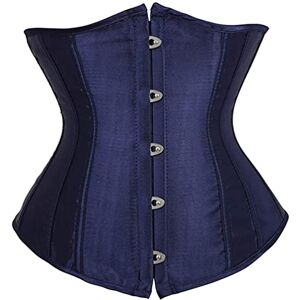 Hengzhifeng Corset Simple Serre Taille Femme Bustier Satin Grande Taille Gothique (EU 32-34,Navy Bleu) - Publicité