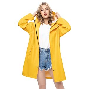 UNIQUEBELLA Veste de pluie pour femme Imperméable Avec capuche Coupe-vent et résistante aux intempéries Veste de mi-saison respirante, pour l'extérieur, jaune, L - Publicité