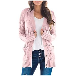 uxxnjfg Veste Femme Grande Taille Manches Longues Cardigan Hiver Chaud Couleur Unie Bouton Stylé Gilet Pull Long Automne Pas Cher Vintage Lâche Halloween Vetement Femme Cadeau Noel Rose XXL - Publicité