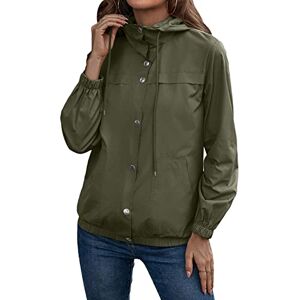 ORANDESIGNE Veste de Pluie Imperméable pour Femmes Léger Veste De Pluie Courte Coupe Vent Extérieure Manteaux à Capuche Vacance Coupe-Vent Zippé Z2 Armée verte M - Publicité