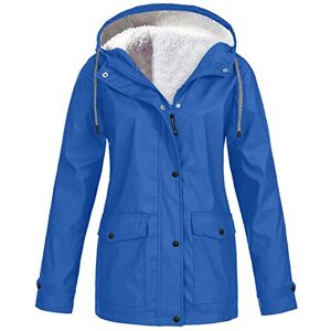 Liqiqi Manteau de pluie chaud pour femme, en polaire épaisse, chaude, coupe-vent, légère, imperméable avec poches pour femme, bleu, S - Publicité