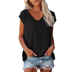 Générique Débardeurs Femme Col en V éTé DéContracté Blouse Unie éLéGant T-Shirts à Manches Courtes Femme Amples Confortables Coton Tee Shirt - Publicité