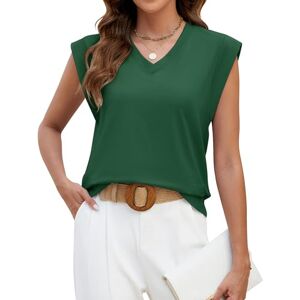 ZASFOU Femme Été Débardeur Tunique Top Col V sans Manches Haut Tee Shirt Chemise Chic Élégant Blouse Cadeau - Publicité