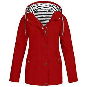 ZDJH Veste de pluie pour femme, légère, imperméable, respirante, avec capuche, parka grande taille, veste de sport, veste d'extérieur, 2 rouges., 5X-Large - Publicité