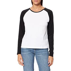 Urban Classics -ladies Contrast Raglan Longsleeve T-Shirt, Blanc/Noir, XL Femme - Publicité