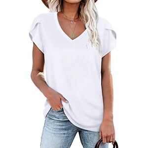 PLOKNRD T Shirt Homme d'été pour Femmes Chemises à Manches Courtes et col en V pour Femmes (Blanc,XXL) - Publicité