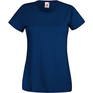 Fruit of the Loom T-shirt à manches courtes uni pour femme Bleu Bleu marine Medium - Publicité