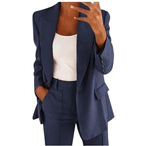 Générique Tailleur Femme 2 Pièces Elegant Couleur Unie Slim Fit Blazer Veste Formel Bureau Travail Pantalon Costumes Revers Manteau Ensemble - Publicité