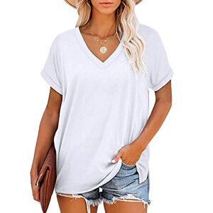 T-Shirts décontractés à Manches courtes pour Femmes Blouse Sweat-Shirts Tuniques T-shirt d'été à manches courtes T-shirt à rayures Tshirt Femme Grande Taille Top ete Tee Shirt Long Tee (09-White-C, M) - Publicité
