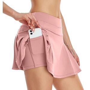 VUTRU Jupes de Tennis plissées pour Femme avec Poches, Taille Haute, Jupes de Golf pour Femme pour la Course à Pied, décontractée, Rose Clair, XS - Publicité