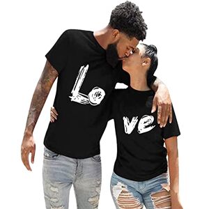 T-shirts pour couples COOFANIN pour la Saint-Valentin Patchwork Imprimé amour Manches courtes et col rond Unisexe Slim Léger Assorti Cadeaux de festival Printemps et été, Noir , L - Publicité