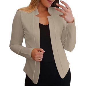 Générique Blazer Femme Business Slim Fit Veste de Costume Élégant Manches Longues Femmes Couleur Unie Courte Un Bouton Cardigan Bureau Affaires OL Décontracté Veste de Tailleur avec Poche (Beige, M) - Publicité