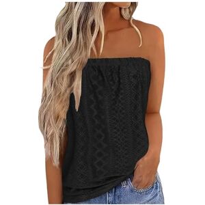 Generic Femmes Bustier Bandeau Tops Sexy Été Tunique sans Manches Vest T-Shirt Floral Debardeur Ample Chemise sans Bretelle Haut Dos Nu Blouse - Publicité