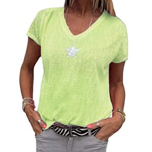 Minetom Femme Été Chic Col V Manche Courte T-Shirt Casual Étoile Star Imprimer Chemisier Blouse Élégant Mode Basique Hauts Tops Z Jaune FR 40 - Publicité