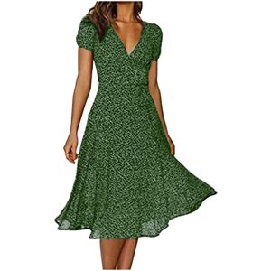 Générique Robe Mi Longue Femme éTé Imprimé Polka Dot Col en V Manches Courtes Robe éLasticité Casual Tunique Pin-Up Robe De SoiréE Chic Et Elegant sous Le Genou Robe pour FêTe - Publicité