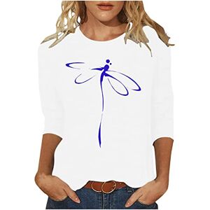 Susenstone Femmes Chemises à Manches 3/4 Hauts T-Shirt Printemps Eté Haut de Libellule Imprimé Décontracté Col Rond Manches Courtes Confortable Hauts Basiques Eté Tops de Plage Pull Top Grande Taille - Publicité