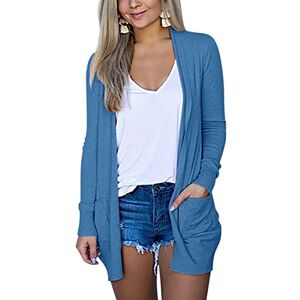 ORANDESIGNE Gilet Veste Femme Chic et Elegant Mi Longue Cardigan Hiver Chaud Ouverte Devant Manteau Manches Longues Outwear Pull Casual Chandail Sweater avec Poches A Bleu 3XL - Publicité