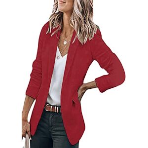 EFOFEI Femme Cardigan Blouson Devant Ouvert Veste De Costume Bureau Affaires Blazer Coupe Slim à Manches Longues Costume à Simple Boutonnage Vin Rouge XL - Publicité