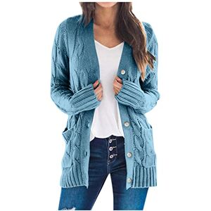 uxxnjfg Gilets Long Cardigan Femme Chic Manches Longues Gilet Hiver Chaud Couleur Unie Bouton Mode Cardigan Pull Long Automne Pas Cher Baggy Casual Halloween Vêtements Femme Bleu Clair XXXL - Publicité